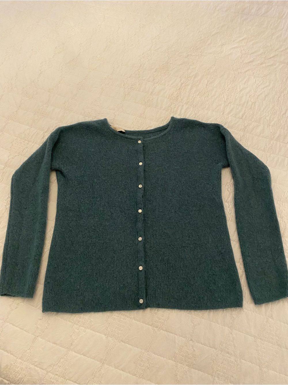 SE’ZANE Gorgeous Green Button-Front Crewneck Cardigan Size S